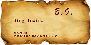 Birg Indira névjegykártya